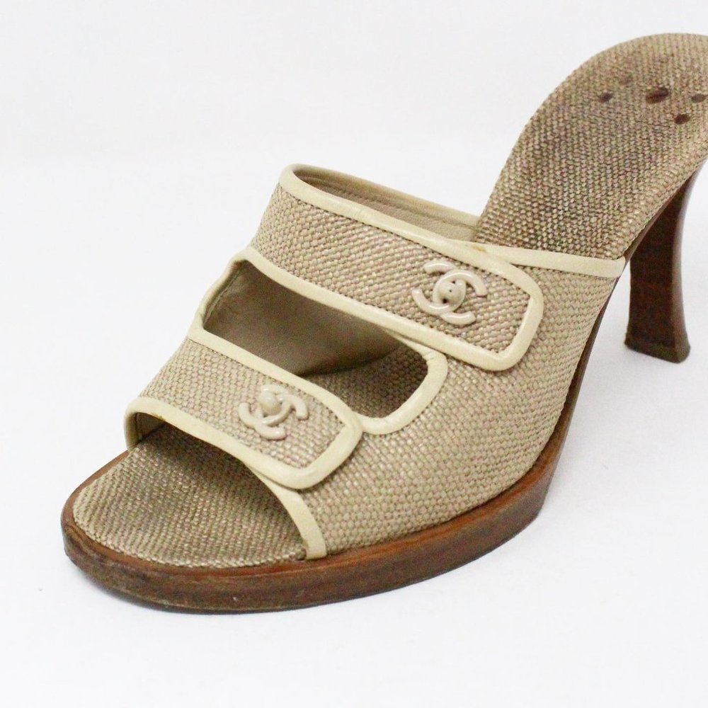 CHANEL #36220 Nude Mule Sandals (US 5 EU 35) - Picture 5 of 10